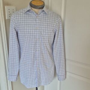 Perry Ellis Light Blue Plaid Button Down Shirt